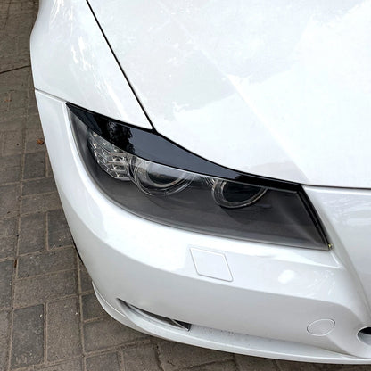 2 x Headlight Eyelid Covers for BMW 3 Series E90 E91 (2006-2012) Gloss Black