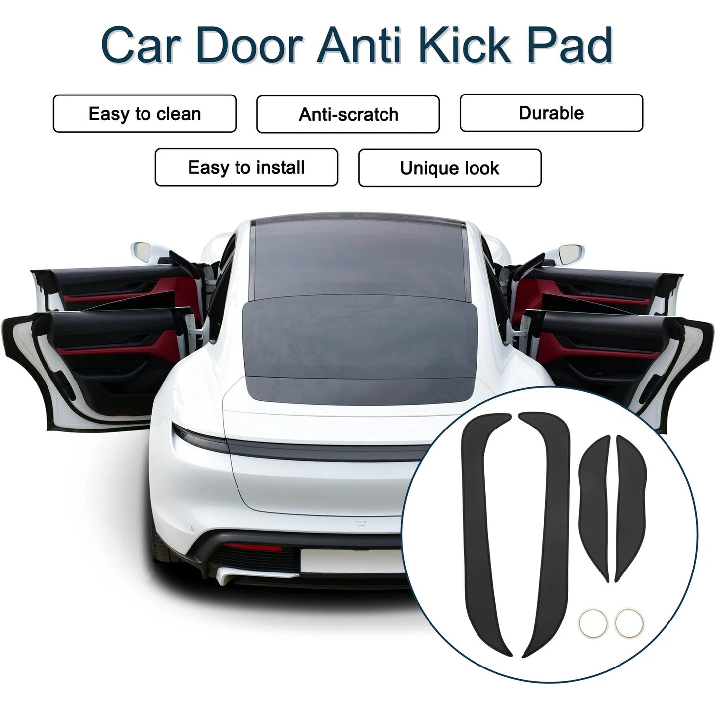 Car Door Anti Kick Pad Sticker Protector for Honda XR-V (2015-2019) Black 1 Set
