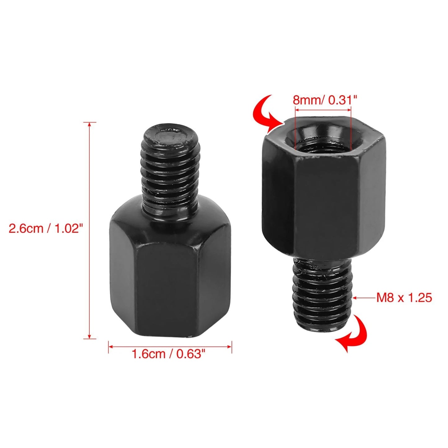 5pcs 8mm LH to 8mm RH Rearview Mirrors Adapter Bolt Screw for Motorcycle