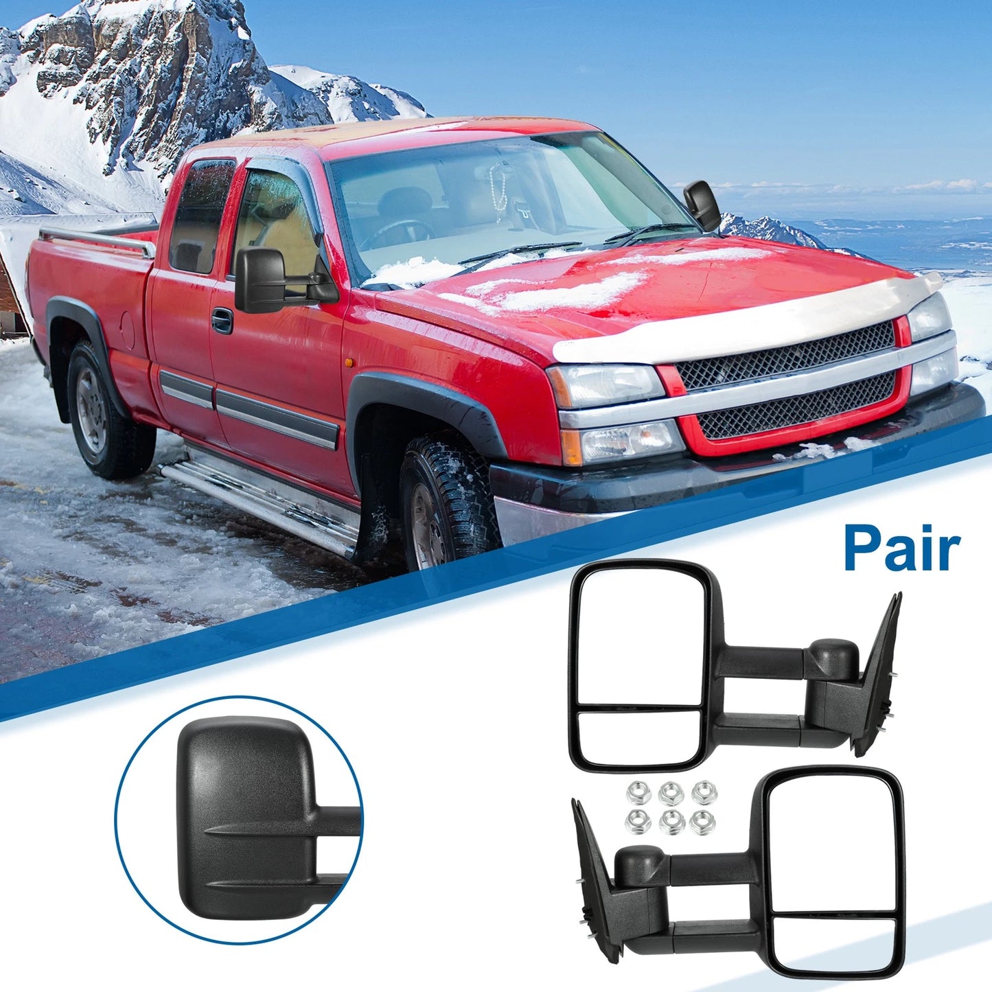 Pair Tow Mirrors for Chevy Silverado Avalanche Suburban GMC Cadillac