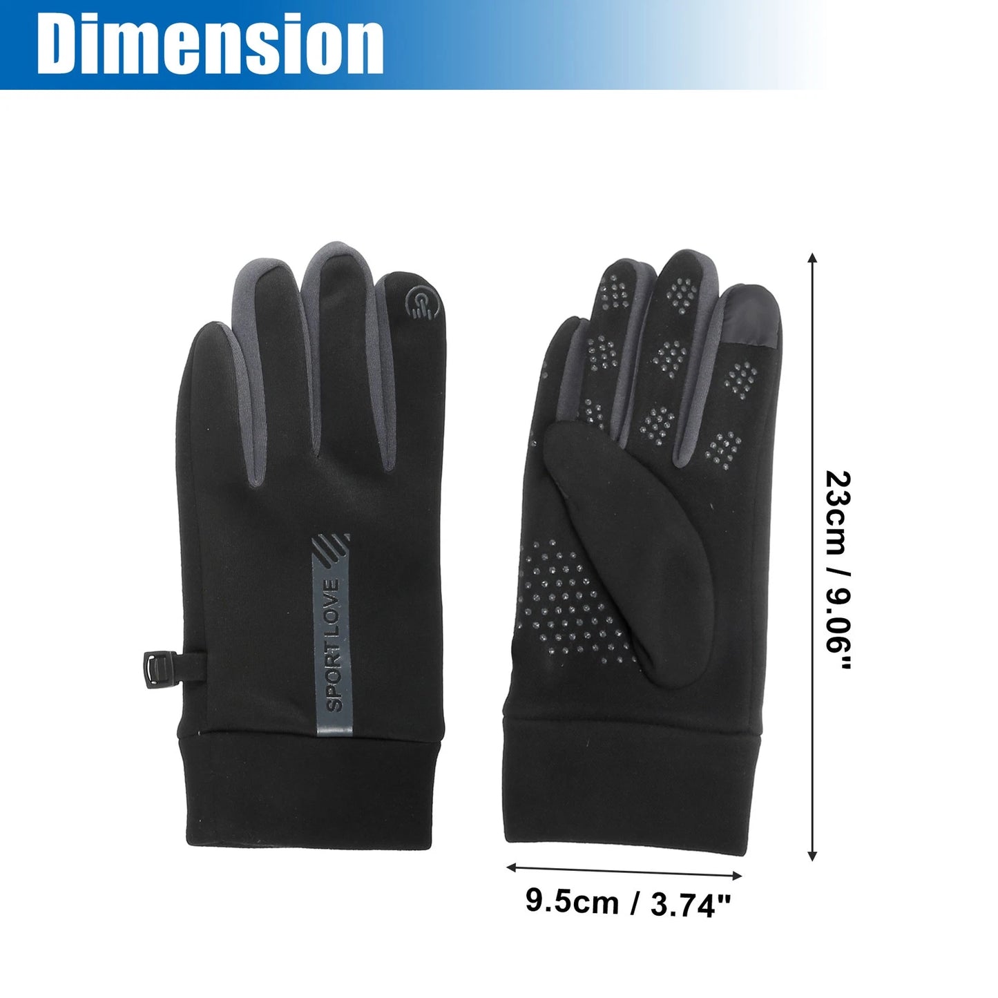 Riding Warm Gloves Liners Black Gray for Motorcycle Cycling Skiing