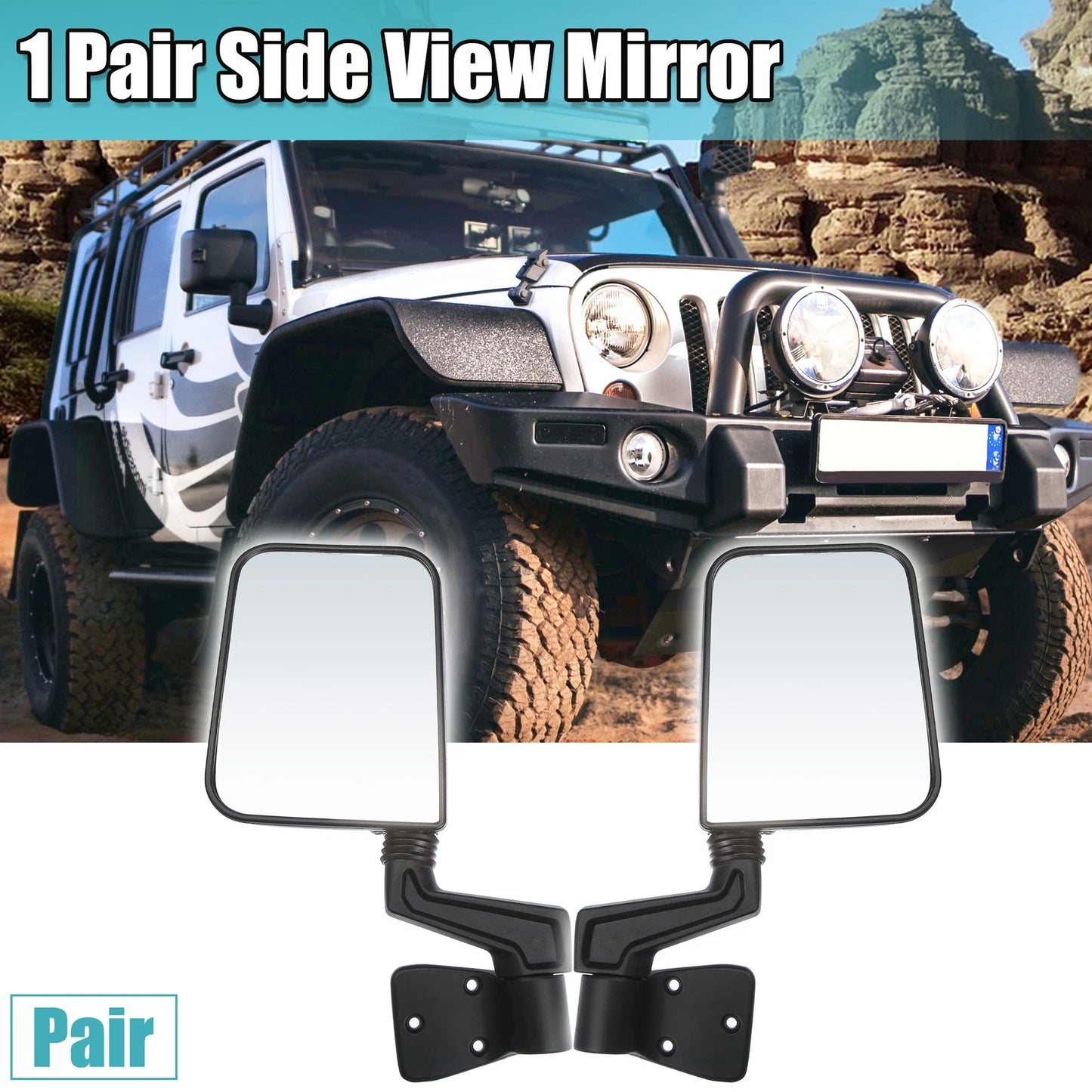 Side View Mirrors for Jeep Wrangler (1987-2002) -  Pair