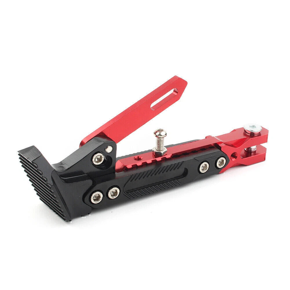 Stainless Steel Adjustable Kickstand for Motorbike Side Support Stand RED