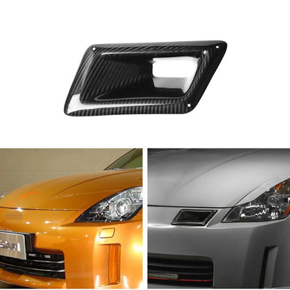 Real Carbon Fiber Front Hood Air Vent Port Trim for 2006-2009 Nissan 350Z