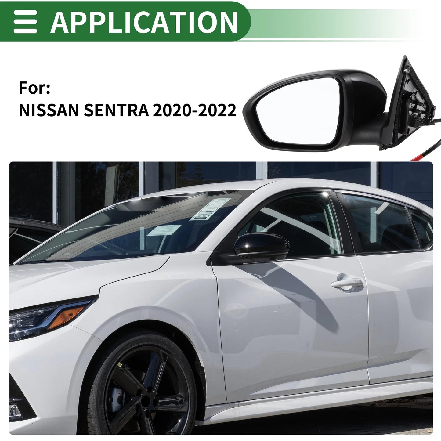 Left Side Door Mirror for Nissan Sentra 2020-2022 Manual Folding Black