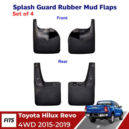 Splash Guard Mud Flap Rubber Set 4 F+R Fits Toyota Hilux Revo 4WD Truck 2015-19