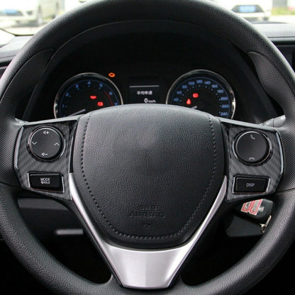 Carbon Fiber Steering Wheel Button Cover Trim for Toyota Corolla (2014-2018)