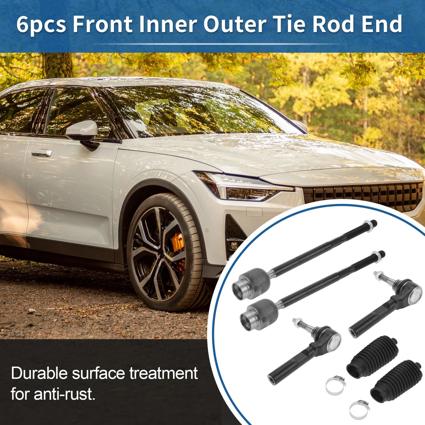 6 x Front Inner Outer Tie Rod End Link for Pontiac G6 (2005 - 2010)