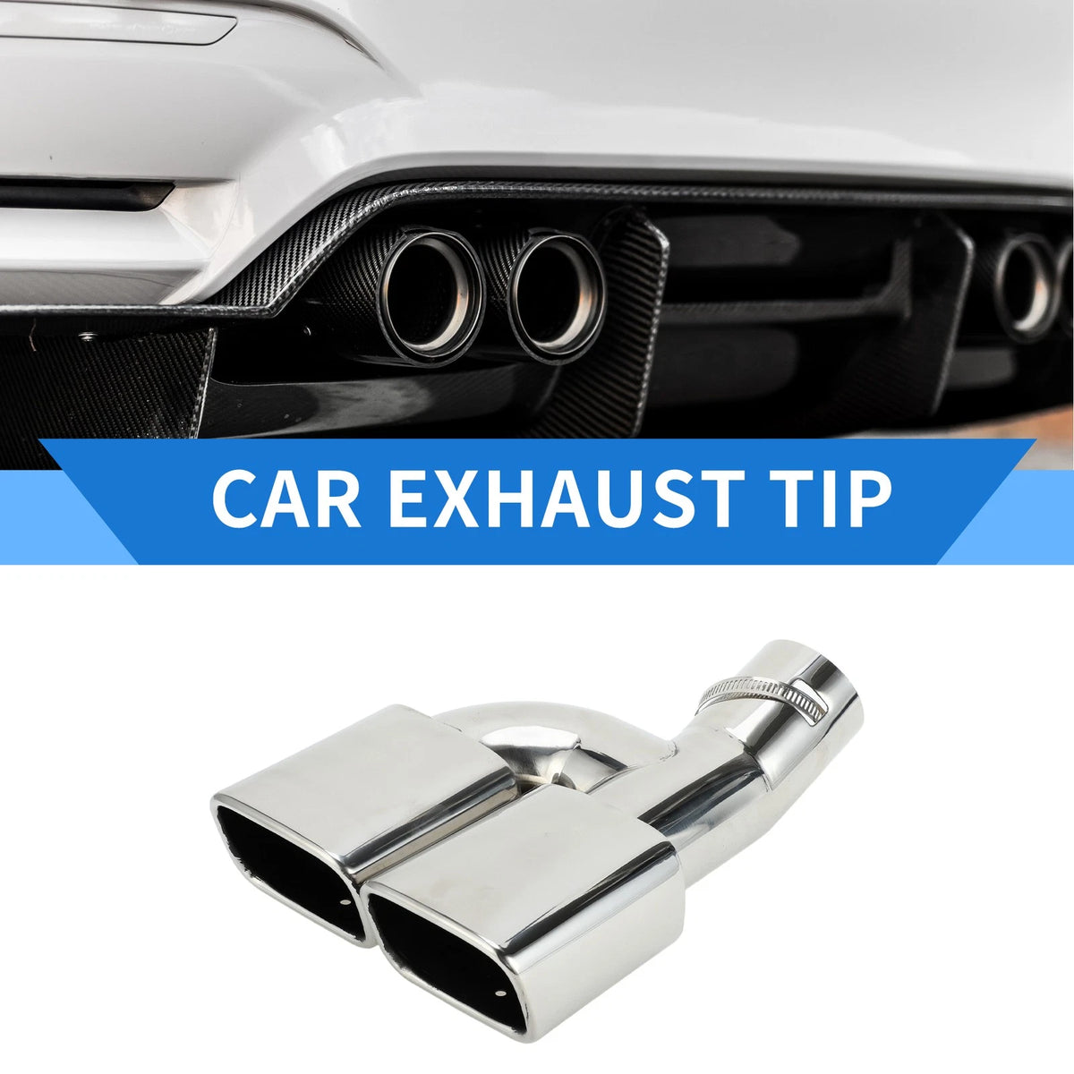 Square Curved Dual Exhaust Tip 2.4" Inlet for Toyota Noah/Voxy (2007-2022)