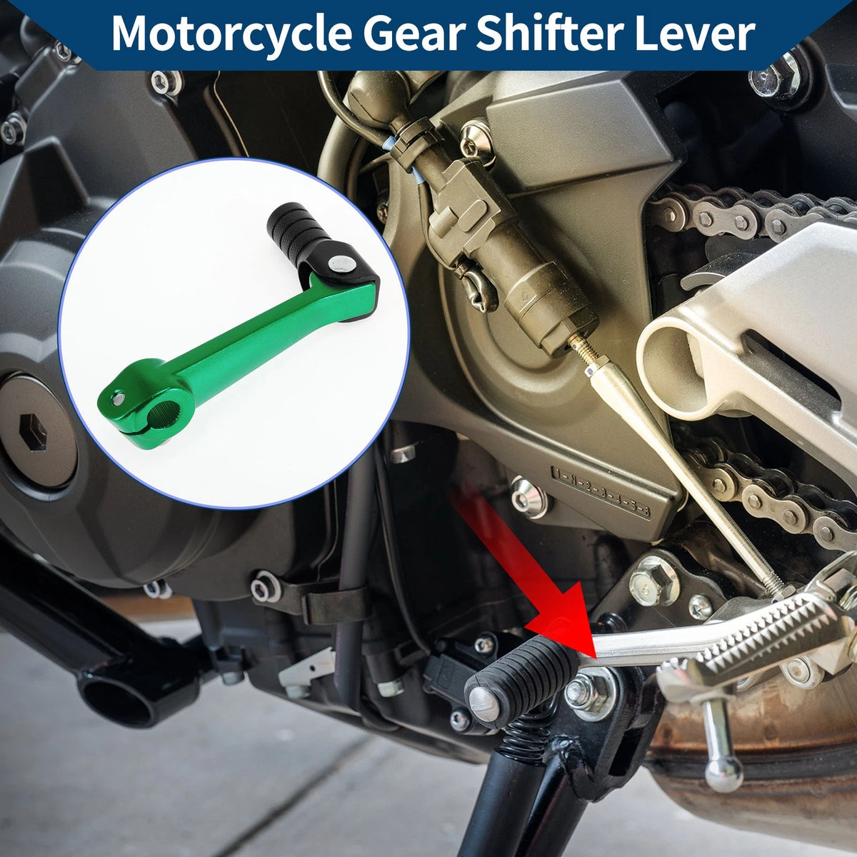 Folding Motorcycle Gear Shifter Lever for Bosuer M5 Green/Black Head