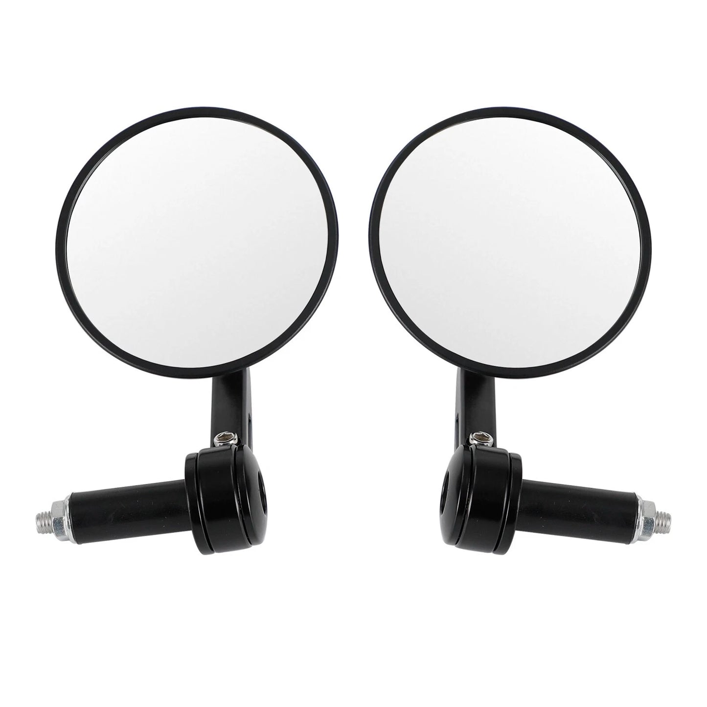 4" Round Black Handlebar End Mirrors for Universal Motorcycle