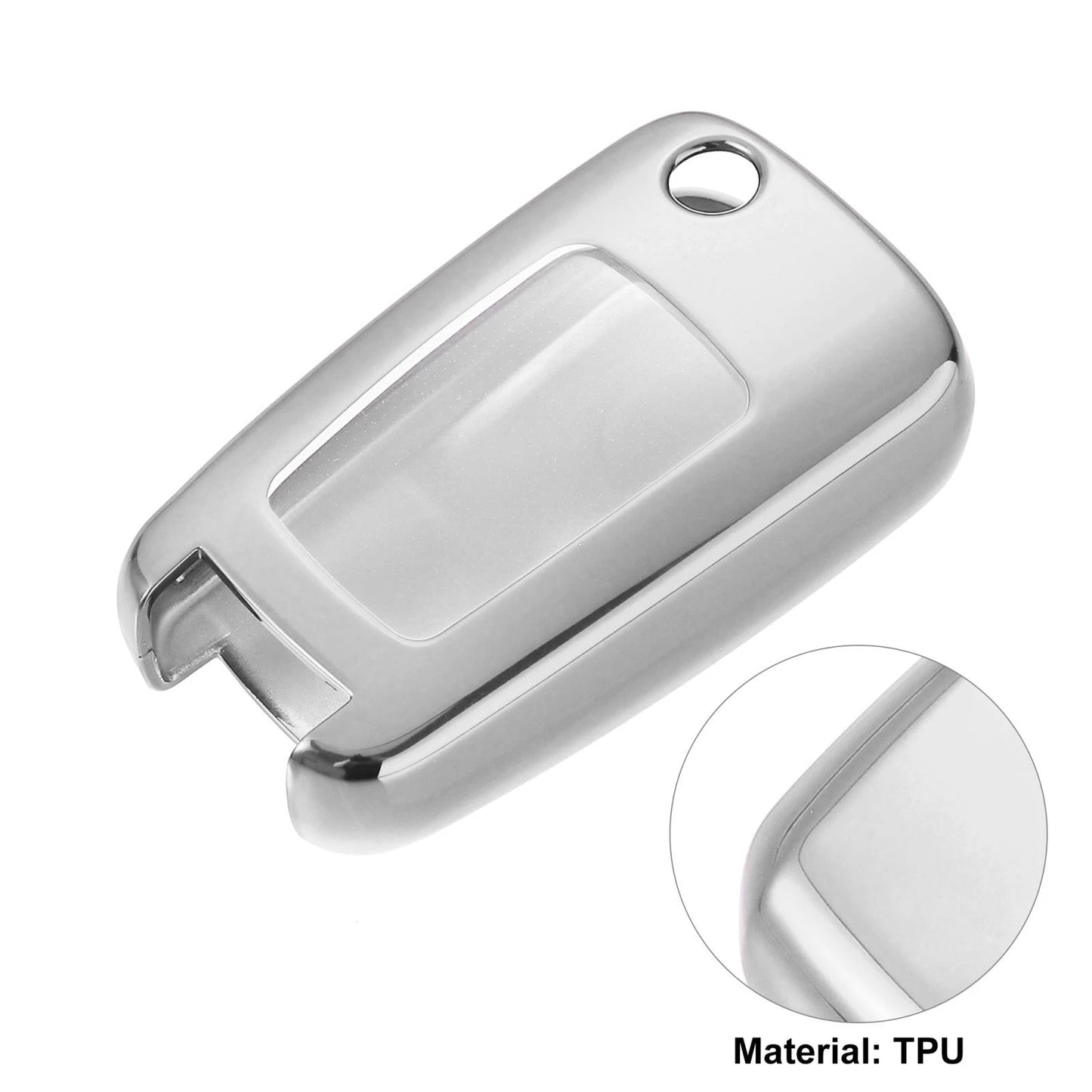 TPU Key Fob Cover Silver Tone for Chevrolet Impala (2014-2019)