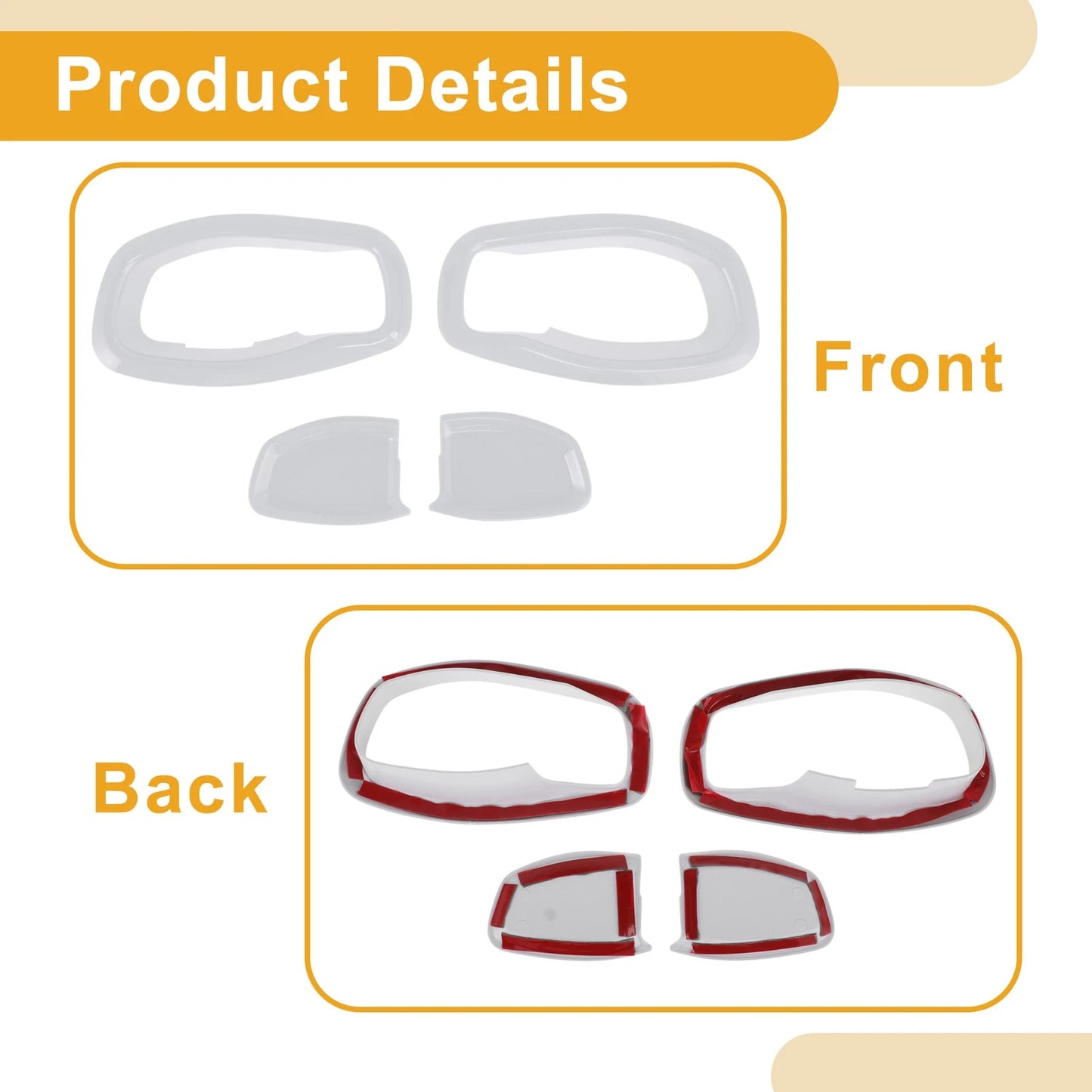 Interior Door Handle Bowl Cover Trim for Jeep Renegade (2015-2023) 4 x White ABS