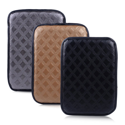 Black Car Armrest Cover Center Console Cushion Leather Pad 30x21cm