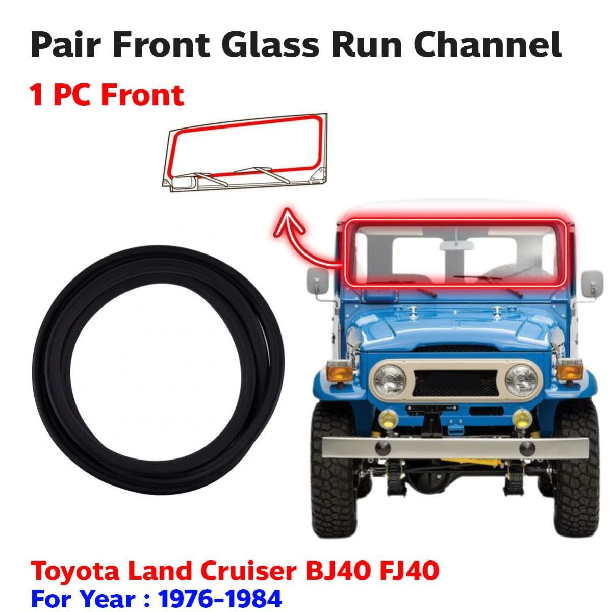 Front Windscreen Rubber Glass Fits Toyota Land Cruiser FJ40 BJ SUV 1976-84 D06