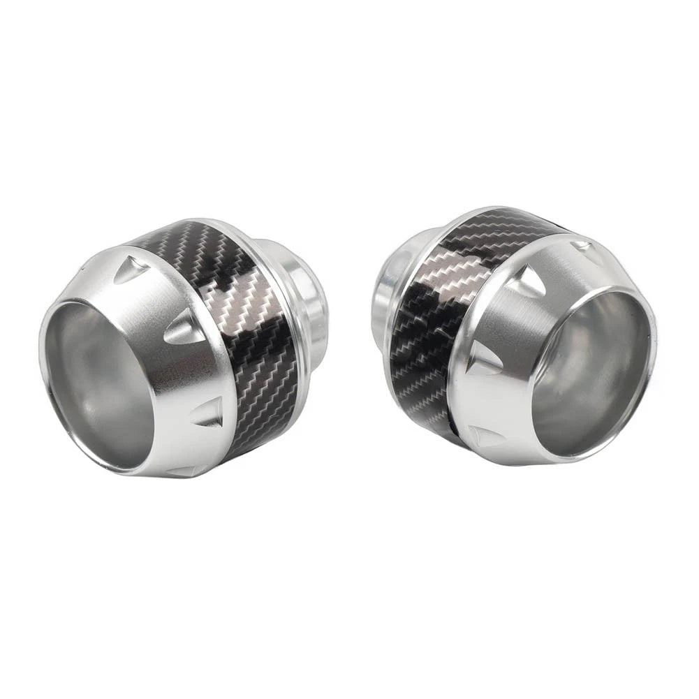 2 x Silver Motorcycle Front Fork Frame Sliders for Make & Model