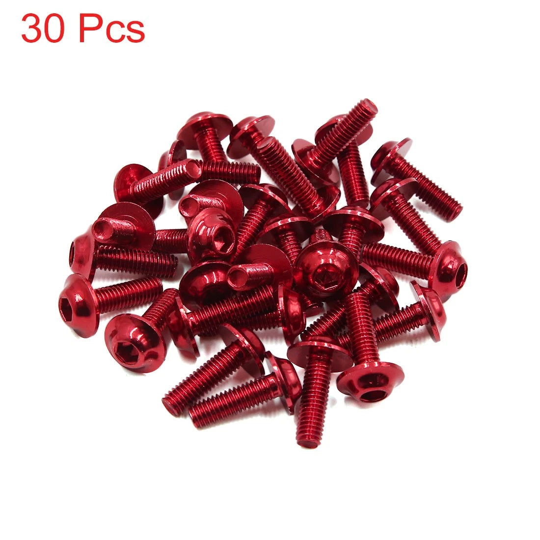 30pcs Universal Red M6 x 20mm Motorcycle Metal Fairing Hexagon Bolts Screws