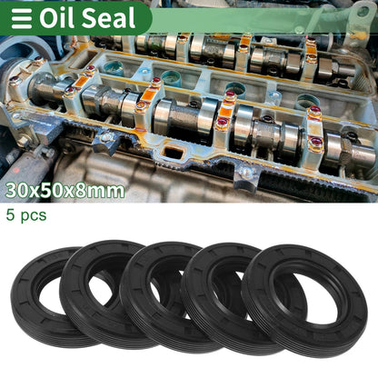 Oil Seal 30x50x8mm Lip Seal Ring Rotary Shaft Seal NBR Black 5 x for TG4