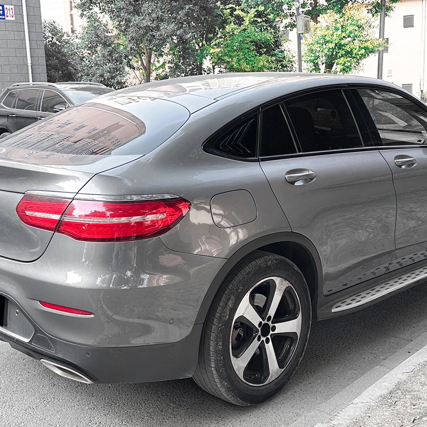 2 x Gloss Black Rear Side Window Louvers for Benz GLC C253 (2016-2022)
