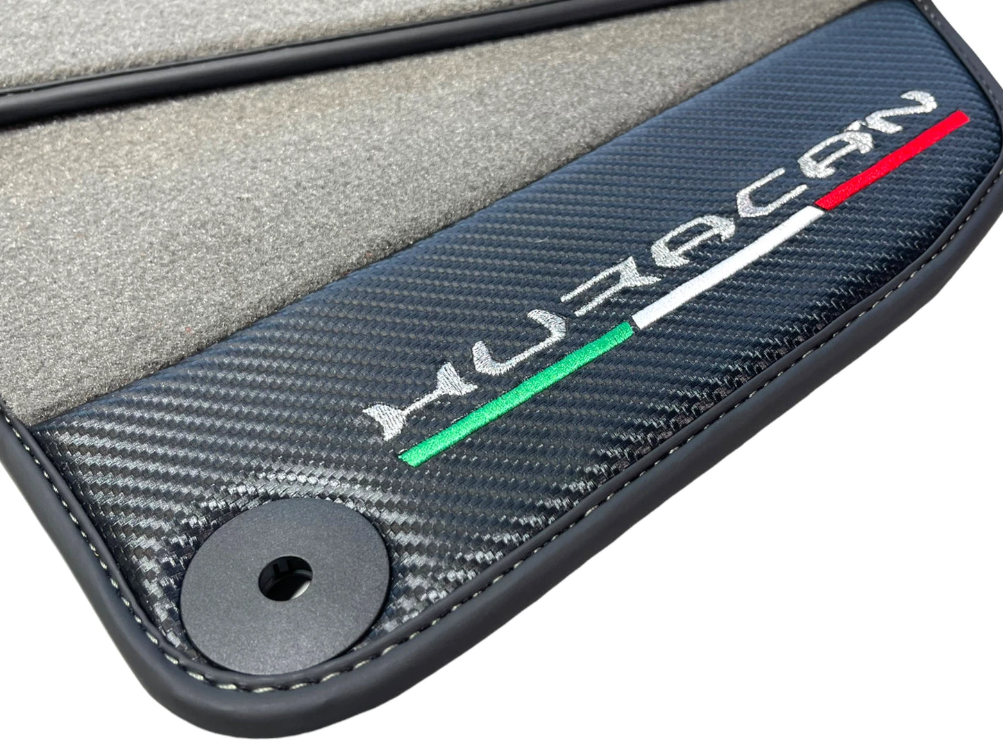Gray Floor Mats for Lamborghini Huracan (2014-2023) - Carbon Fiber Leather