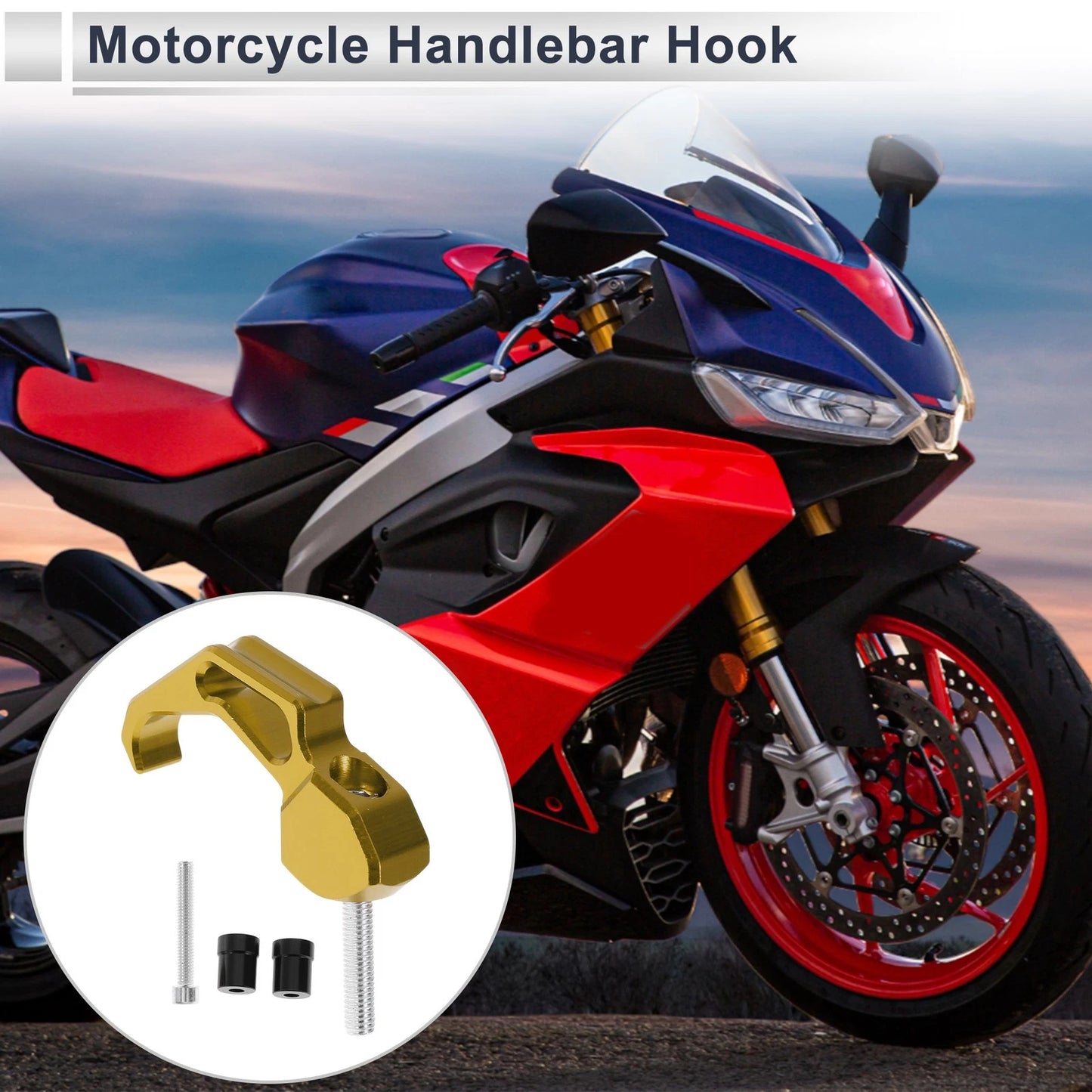 Finger Shape Hook 1 Set Gold Black 68mm Length for Motorcycle