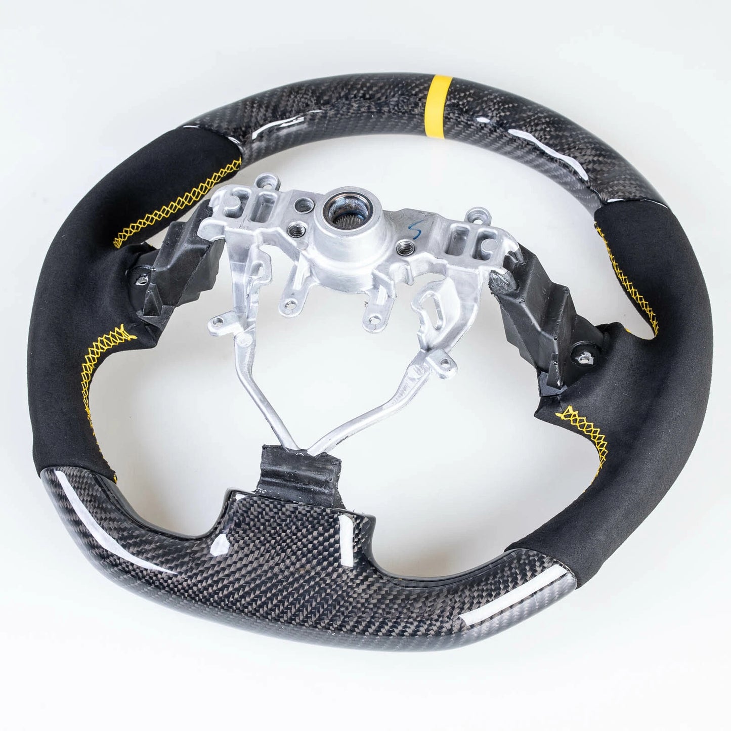 Flat Bottom Carbon Suede Yellow Steering Wheel for Subaru Impreza WRX/STI (2008-2014)