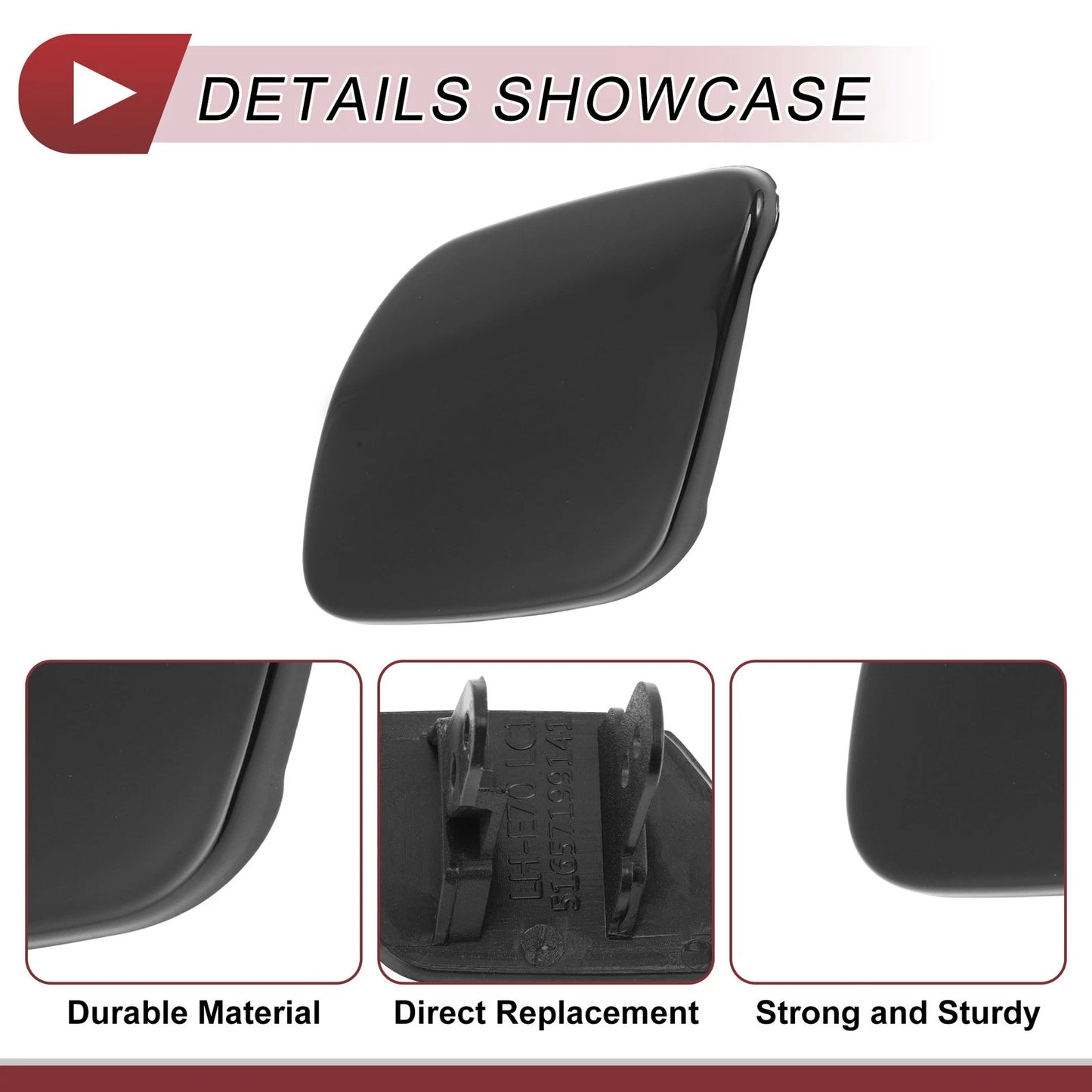 Front Left Bumper Trim Nozzle Cover for Volvo XC60 (2009-2013) Black