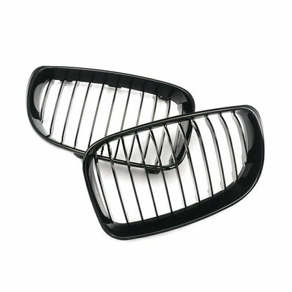 2 x Front Kidney Grilles Glossy Black for BMW 1 Series E81 E82 E87 E88 (2007-2013)