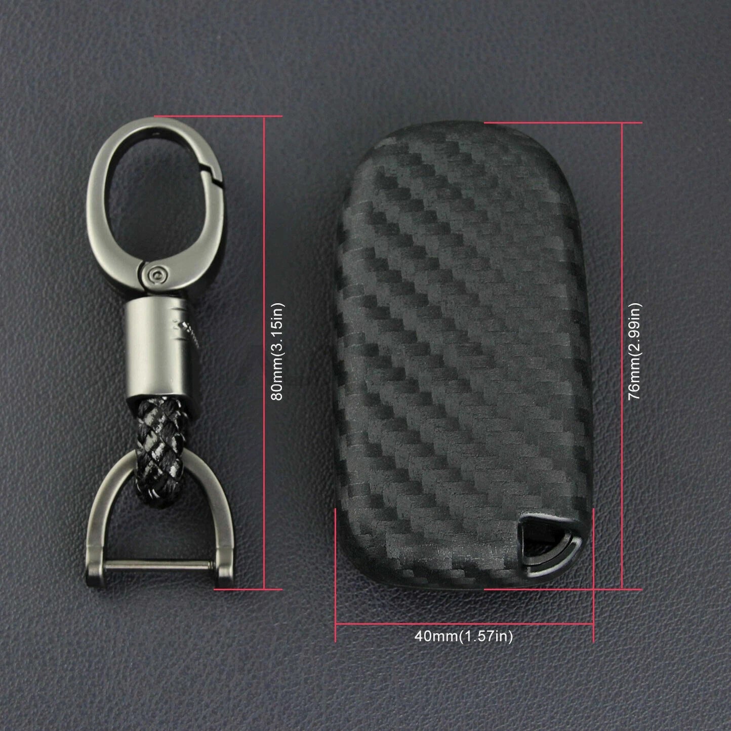 Carbon Fiber Key Fob Chain Accessories Cover Case Ring for Jeep Dodge Chrysler