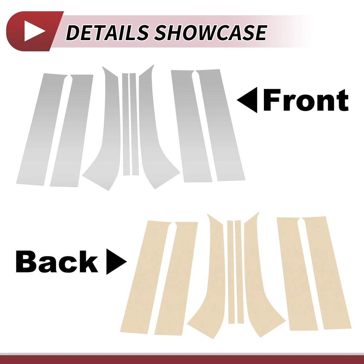 8 Pcs Door Pillar Window Trim for Ford Everest (2015-2021) Silver Tone