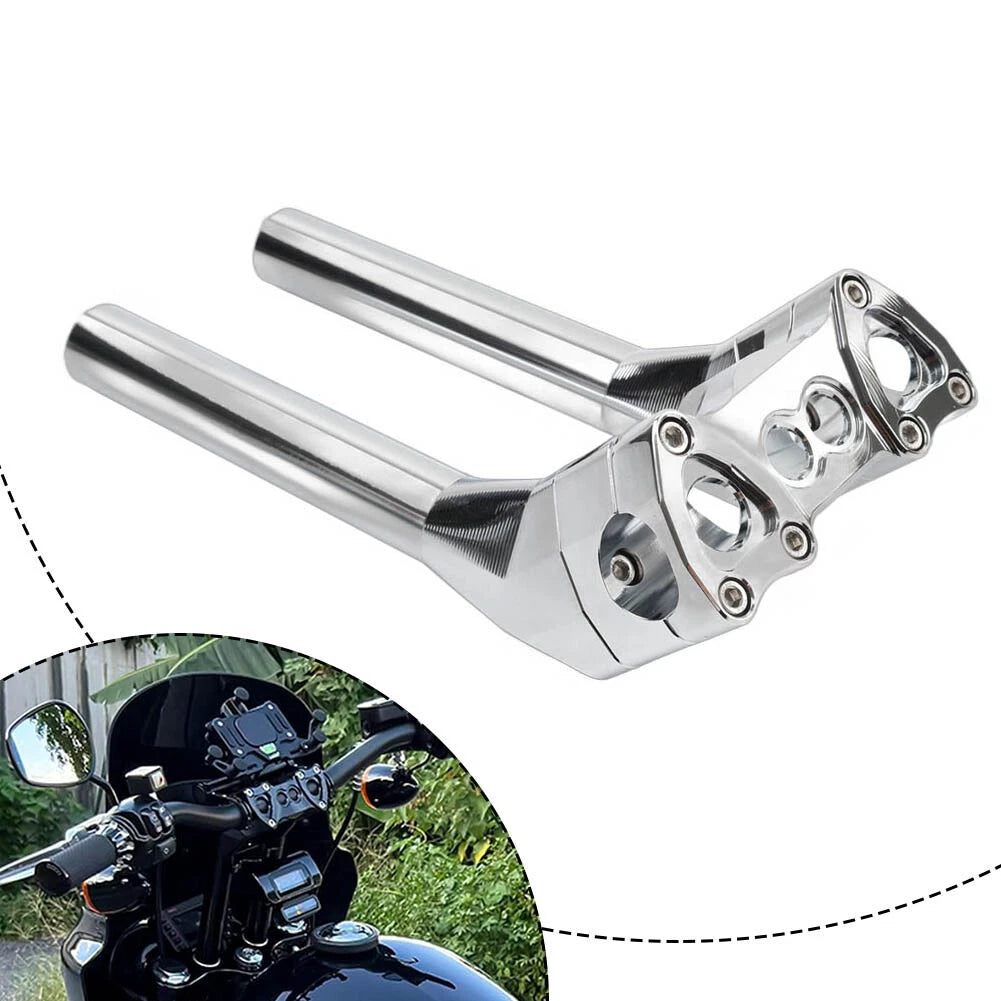 10" Chrome Tall Handlebar Risers Pullback 1.5" for Harley