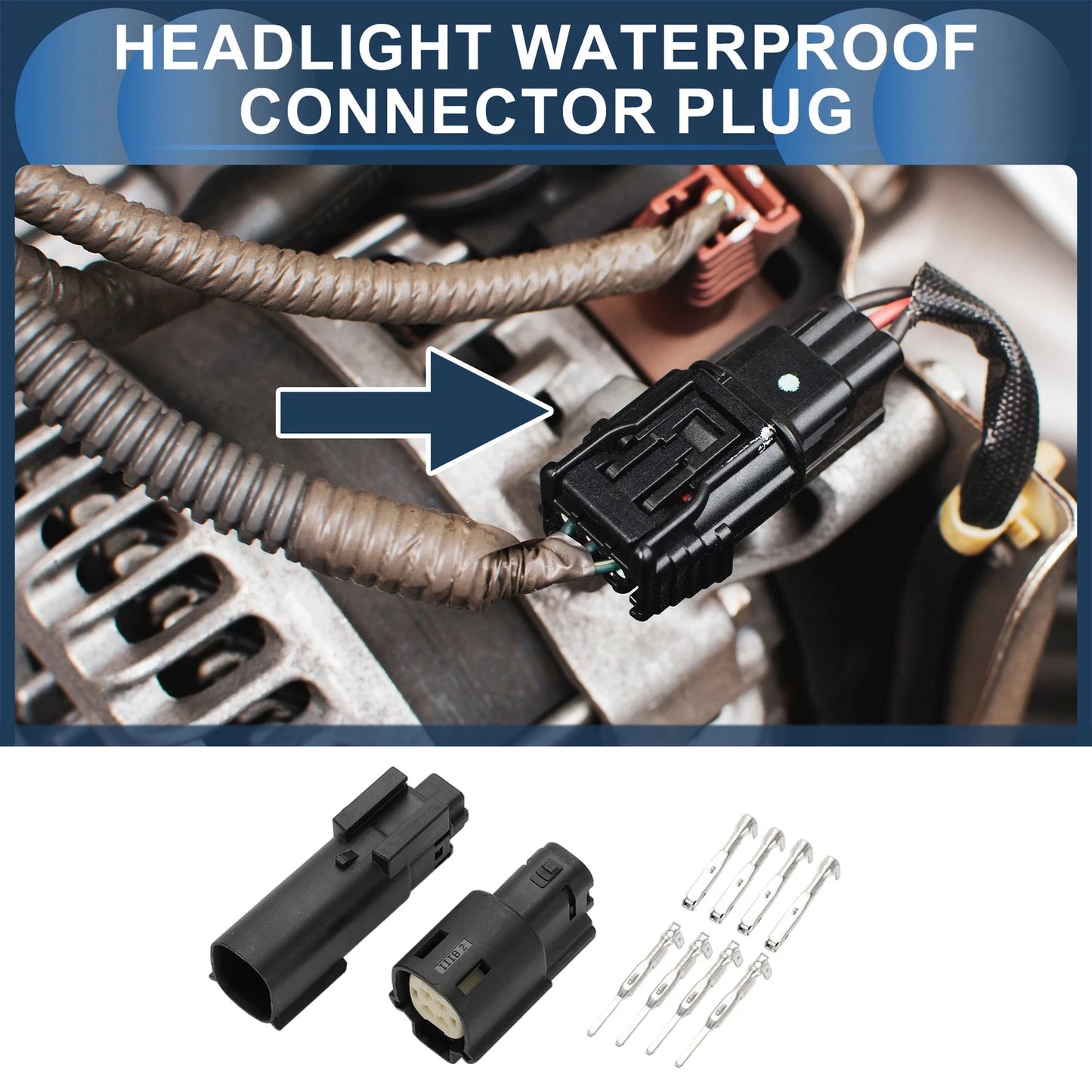 4 Pin / 1 Set / Headlight Waterproof Connector Plug Black for Harley-Davidson