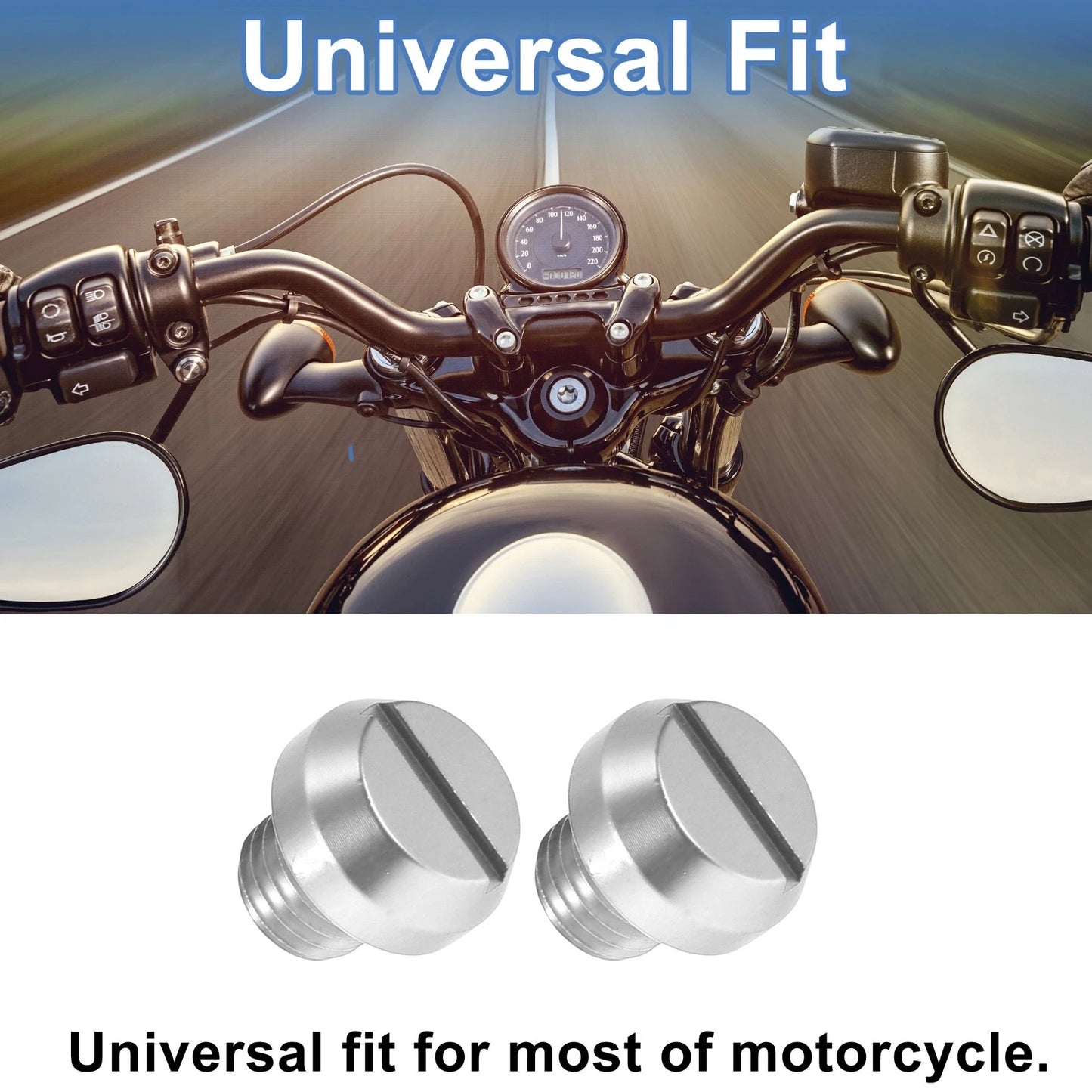 Mirror Hole Plug M10x1.25 Right-Hand Screws Silver Tone for Motorcycle
