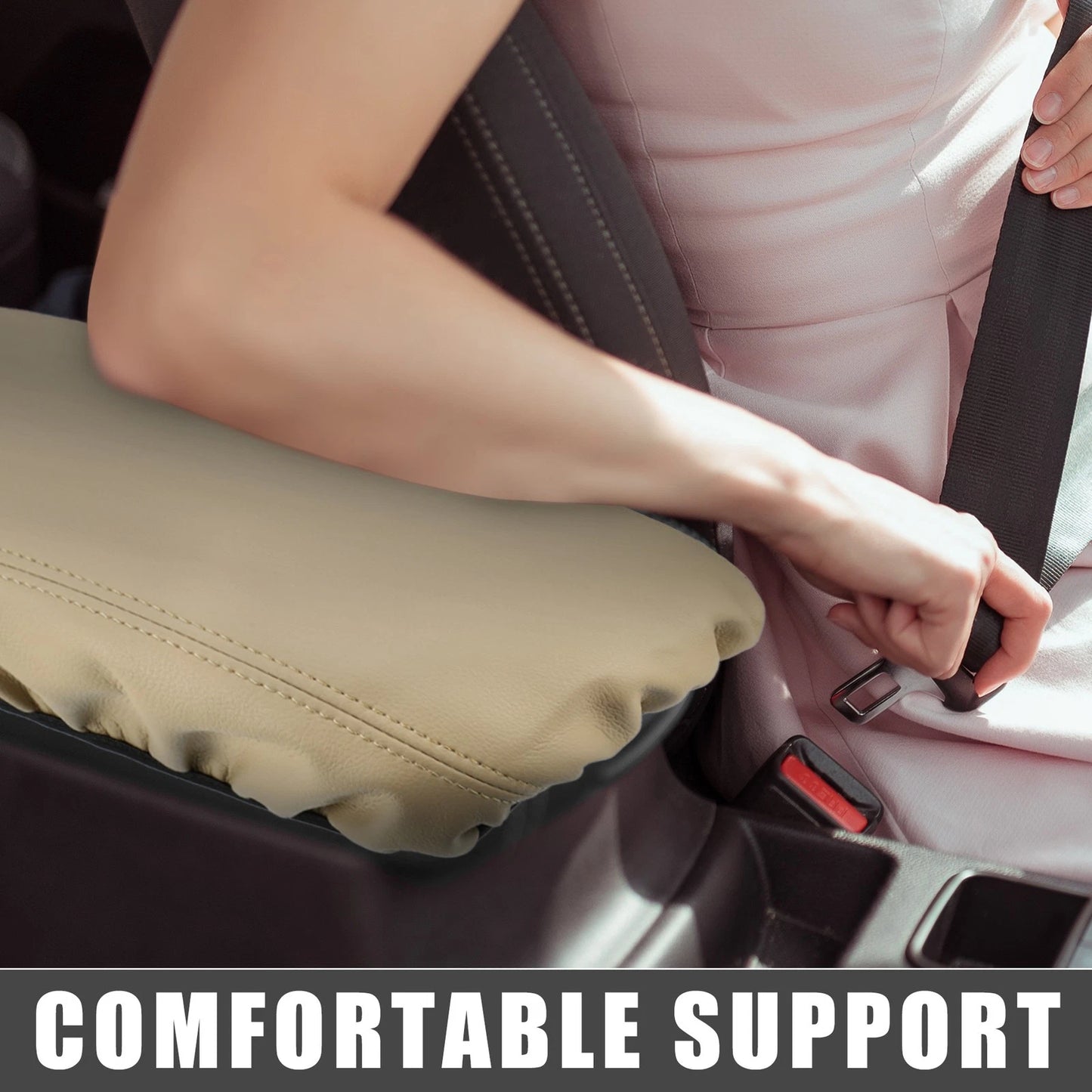 Waterproof Armrest Seat Box Cover for Ford Explorer (2012-2019) Beige