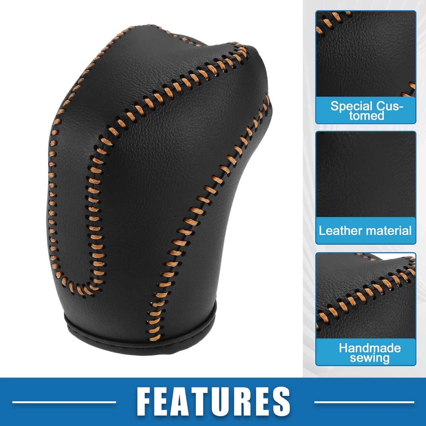 Gear Shifting Knob Cover for Subaru Crosstrek 2018-2023 Black Orange Stitch