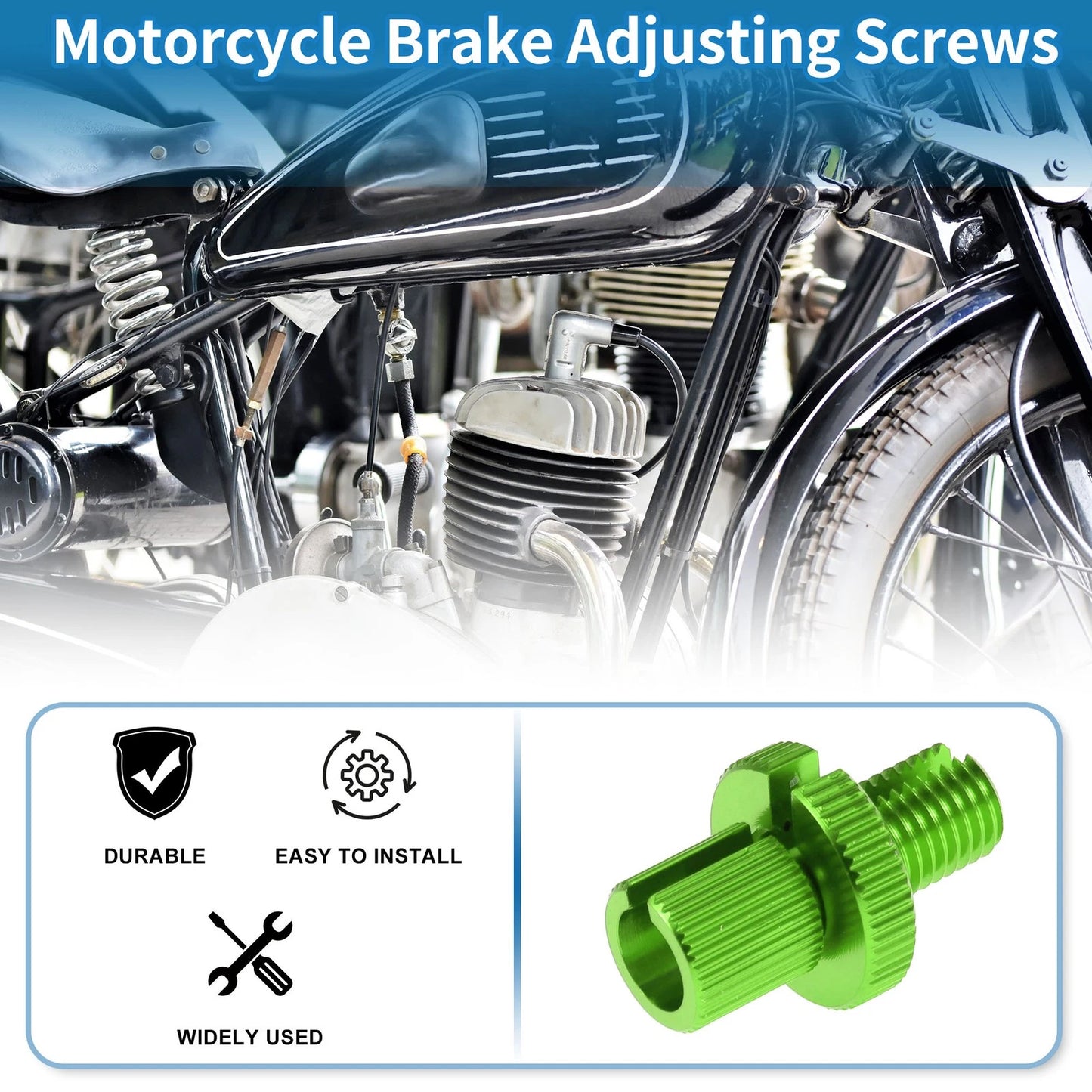 Brake Lever Barrel Adjusters Screws M10 Green 2 x for Motorcycle