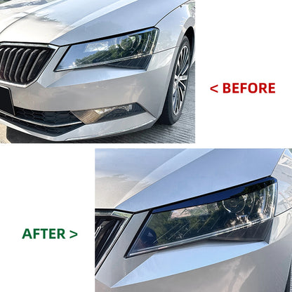 2 x Gloss Black Headlight Eyelid Trim for Skoda Superb B8 (2016-2019)