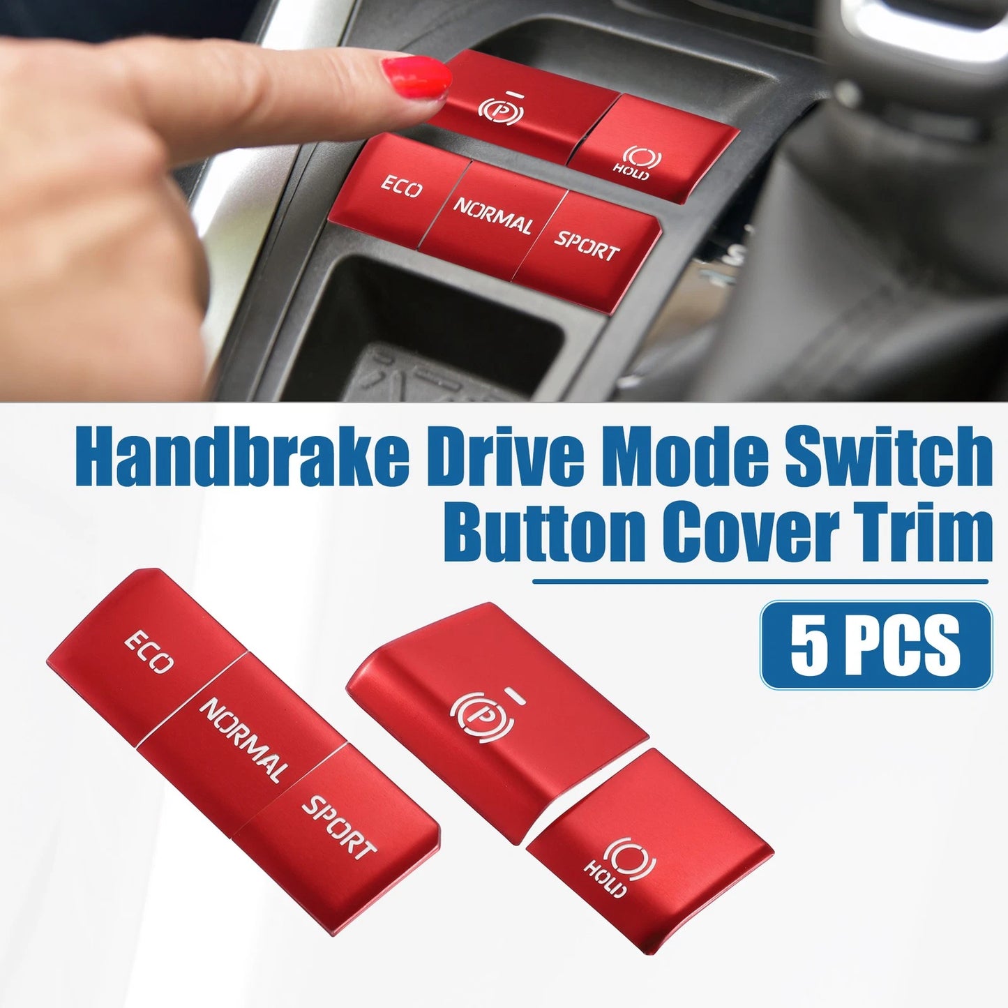 5 x Handbrake Drive Mode Button Metal Cover Trim for Toyota RAV4 (2019-2022)