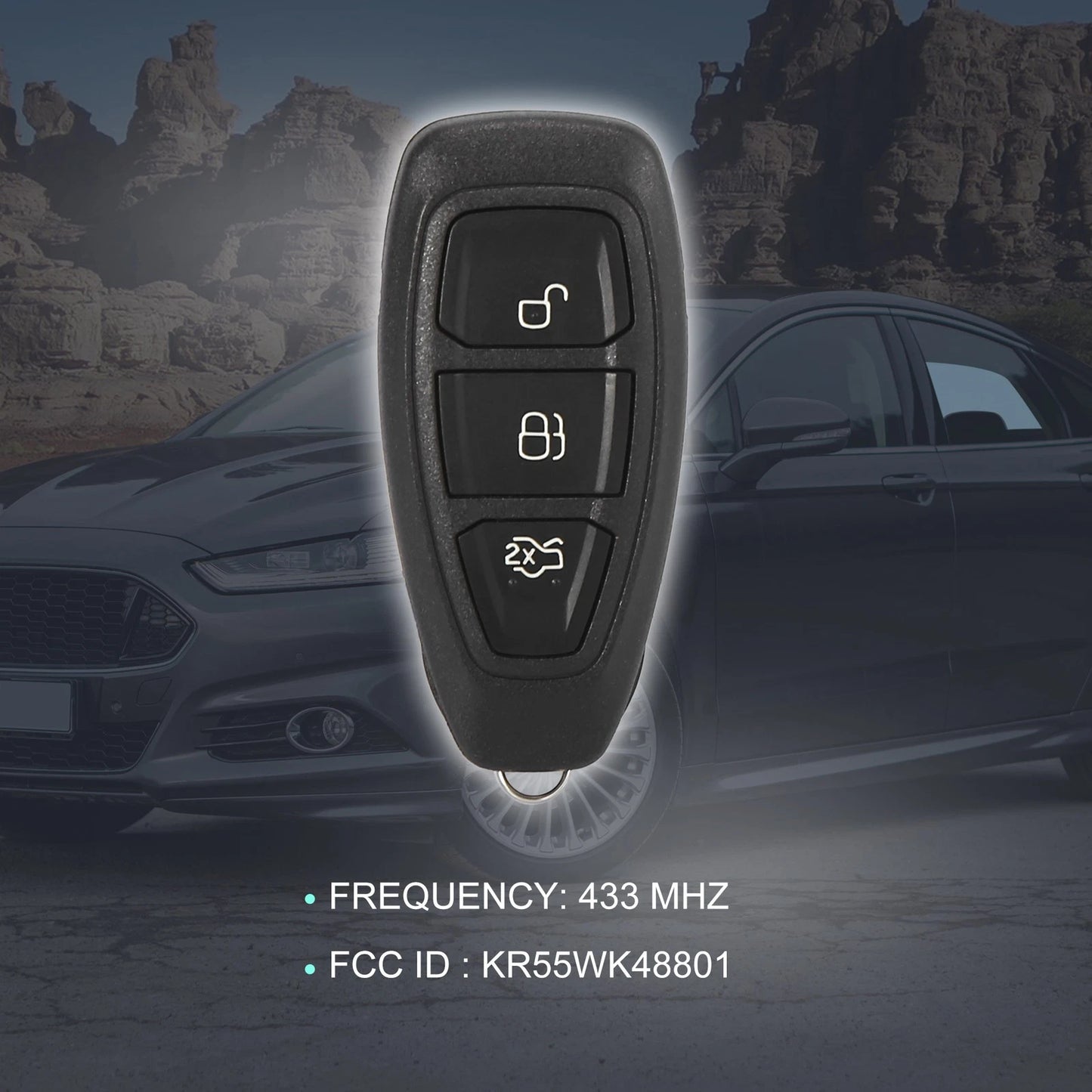 Keyless Entry Remote Car Key Fob 433MHz for Ford Focus (2000-2011)