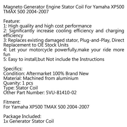 Generator Stator Coil for Yamaha XP500 TMAX 500 (2004-2007)