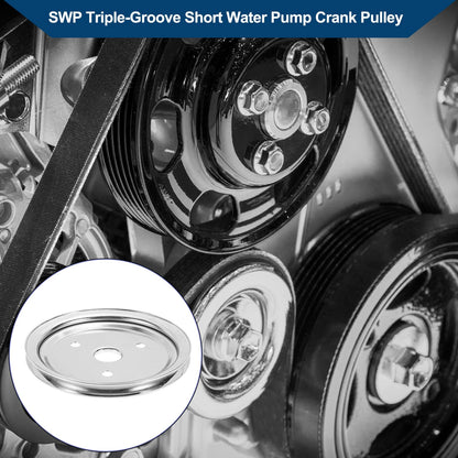 1x Single Groove SWP Short Water Pump Crank Pulley for Chevy SBC Small Block