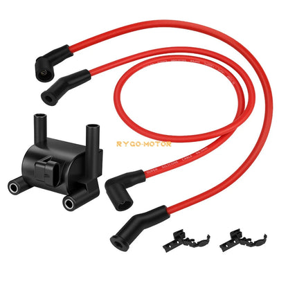 2 x Ignition Coils + Wires w Spark Plug Cap for FXDB Street Bob (2012–2017)