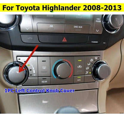 1x Air Conditioning Left Control Knob Cover for Toyota Highlander (2008–2013)