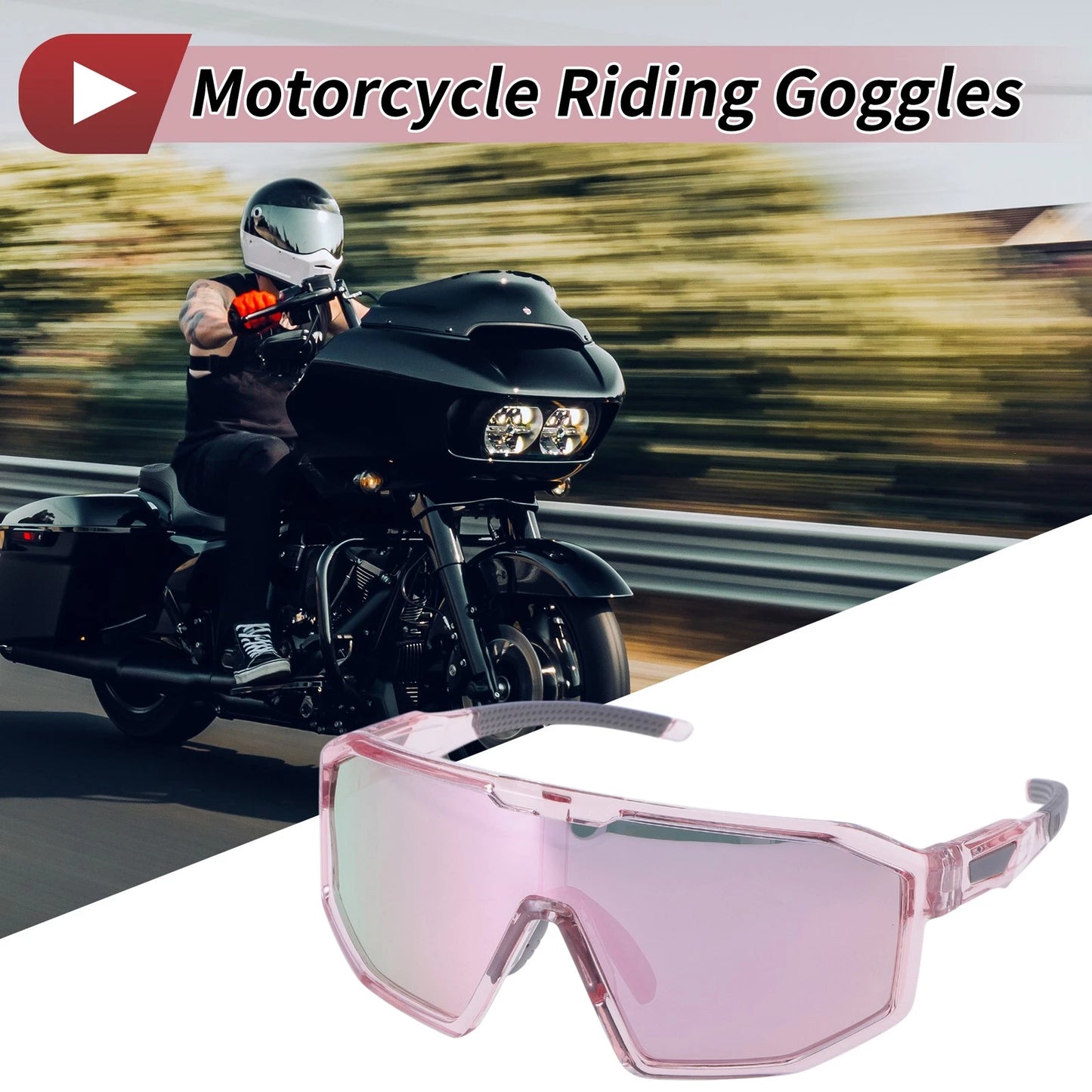 Goggles / Pink Lens Pink Frame for Motorcycle Riding Sunglasses