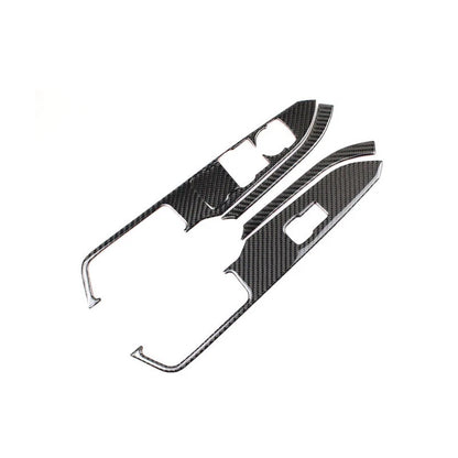 Carbon Fiber Window Switch Door Handle Cover Trim fit For Ford Mustang 2015-2018