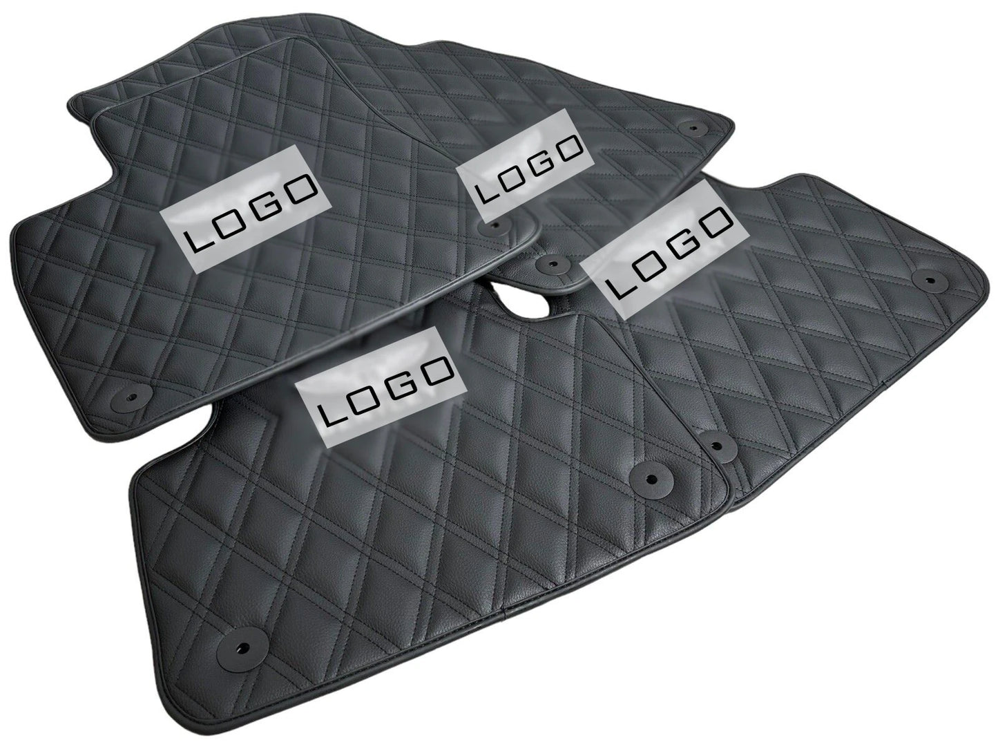 Black Leather Floor Mats for Bentley Arnage 1998-2009 | Custom Logo Included