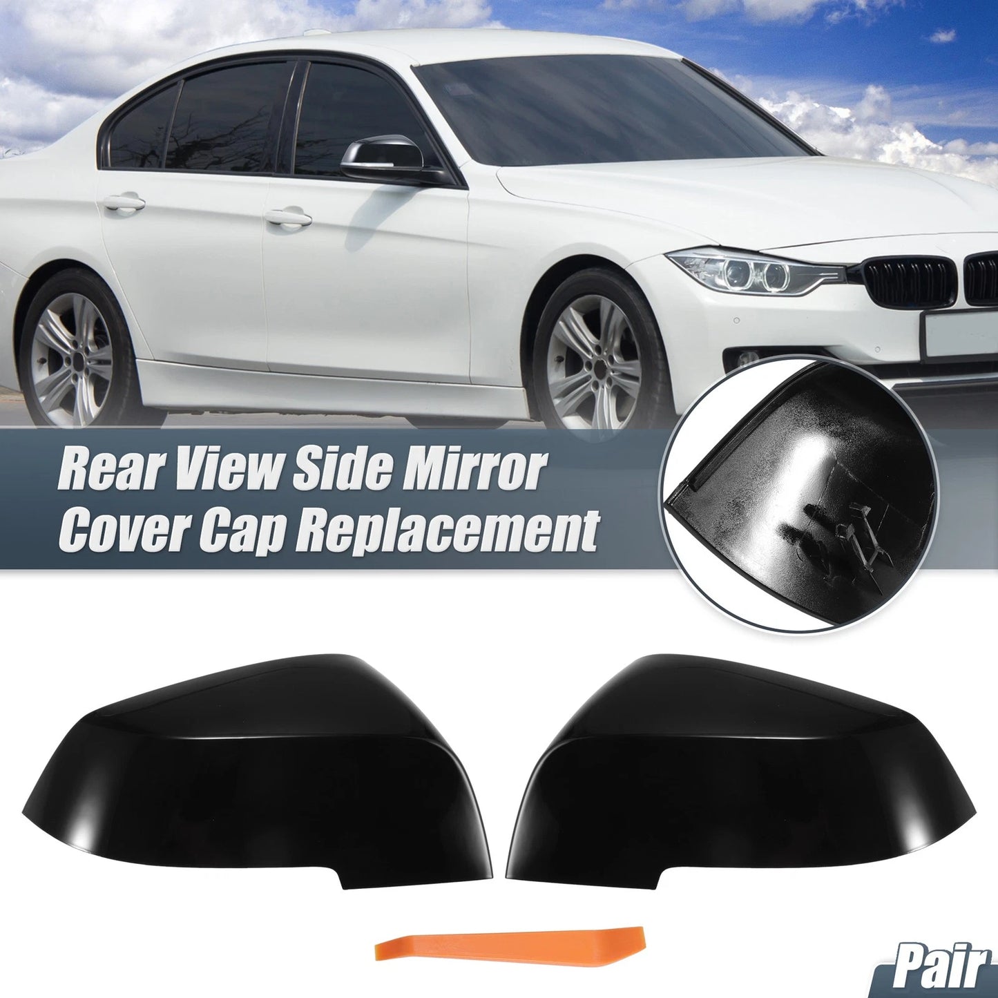 Rearview Mirror Cover Caps Gloss Black for BMW 328i 125i 330i 320i 220i