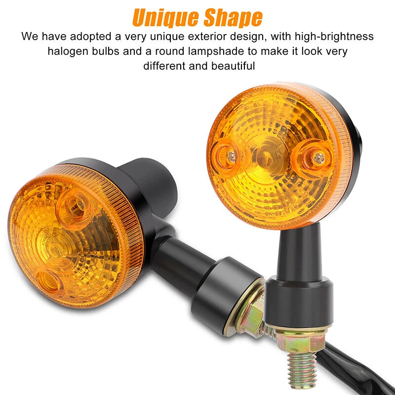 2 x LED Motorcycle Turn Signal Indicators Amber Blinker Lights for Universal Mini