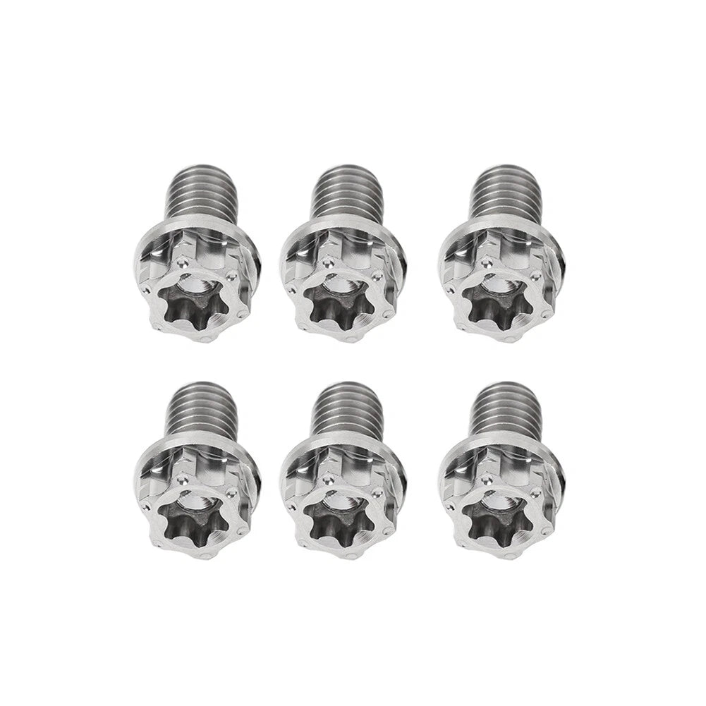 6pcs M6x15mm Titanium Torx Head Flange Screws for Motor Bike/Bicycle
