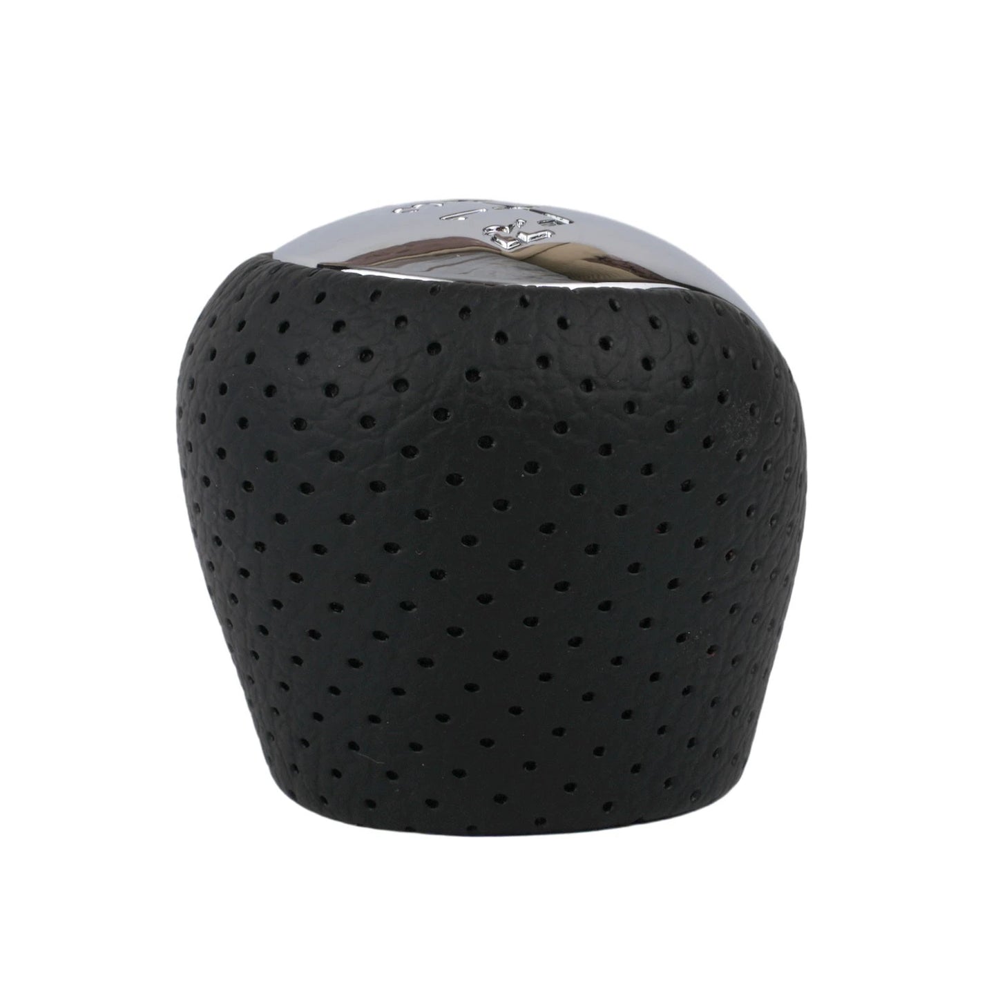 1x Perforated PU Leather Gear Knob Chrome 6-Speed for Hyundai I30 IX35 Black